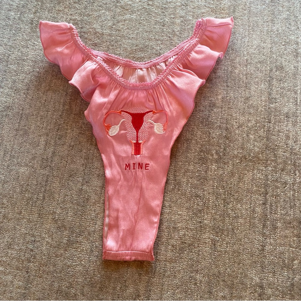Fashion Brand Company “Mine” ovaries pink silk thong underwear